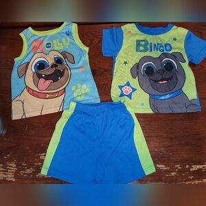 Disney Junior Puppy Dog Pals 3-Piece Sleep/Play Set - Rolly & Bingo - Size 4T